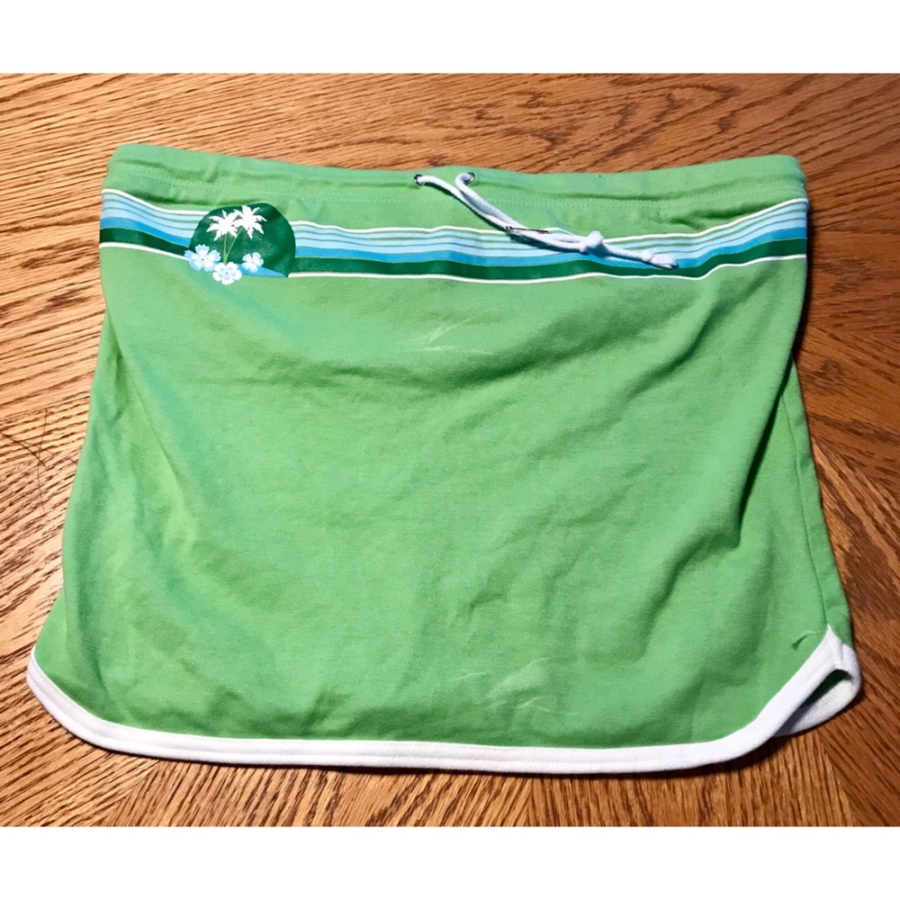 Cute Green Tube Top with Drawstring, Size XL